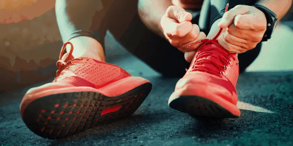 woman wearing running shoes